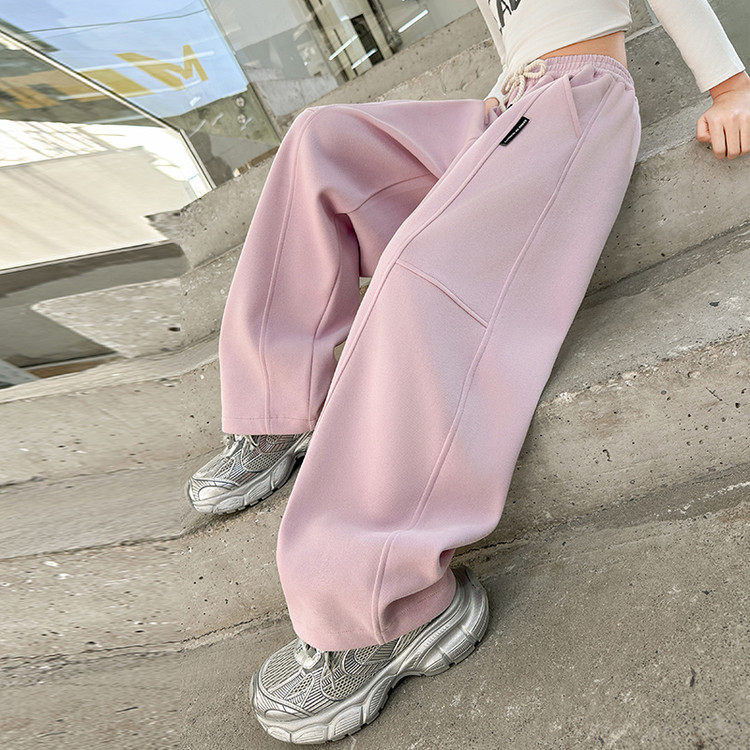 女童加绒裤子冬2025新款卫裤儿童加厚弯刀裤女孩大童一体绒运动裤,淘宝优惠券,粉丝福利购,淘宝优惠卷