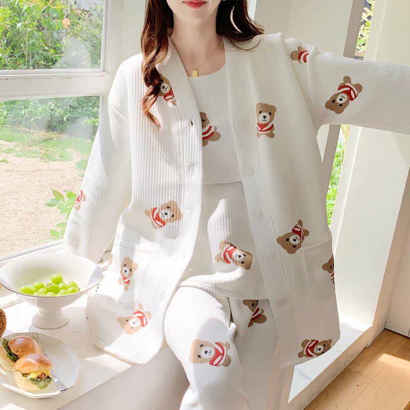 三件套月子服哺乳产后纯棉加厚空气棉秋冬季春秋喂奶产妇孕妇睡衣,淘宝优惠券,粉丝福利购,淘宝优惠卷