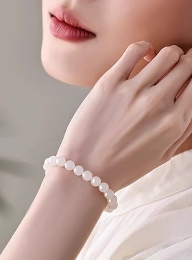 天然和田玉手串女款天然羊脂白玉