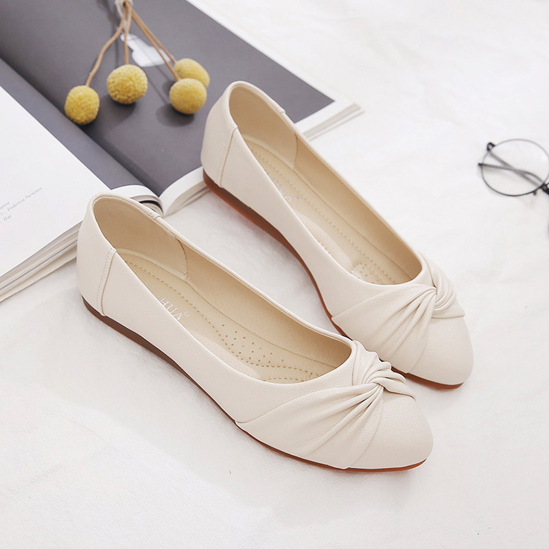 单鞋女鞋子2024新款春秋浅口豆豆鞋G百搭妈妈鞋软底软皮防滑平底,淘宝优惠券,粉丝福利购,淘宝优惠卷