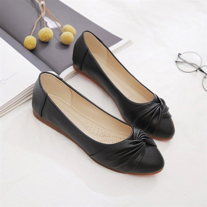 单鞋女鞋子2024新款春秋浅口豆豆鞋G百搭妈妈鞋软底软皮防滑平底,淘宝优惠券,粉丝福利购,淘宝优惠卷