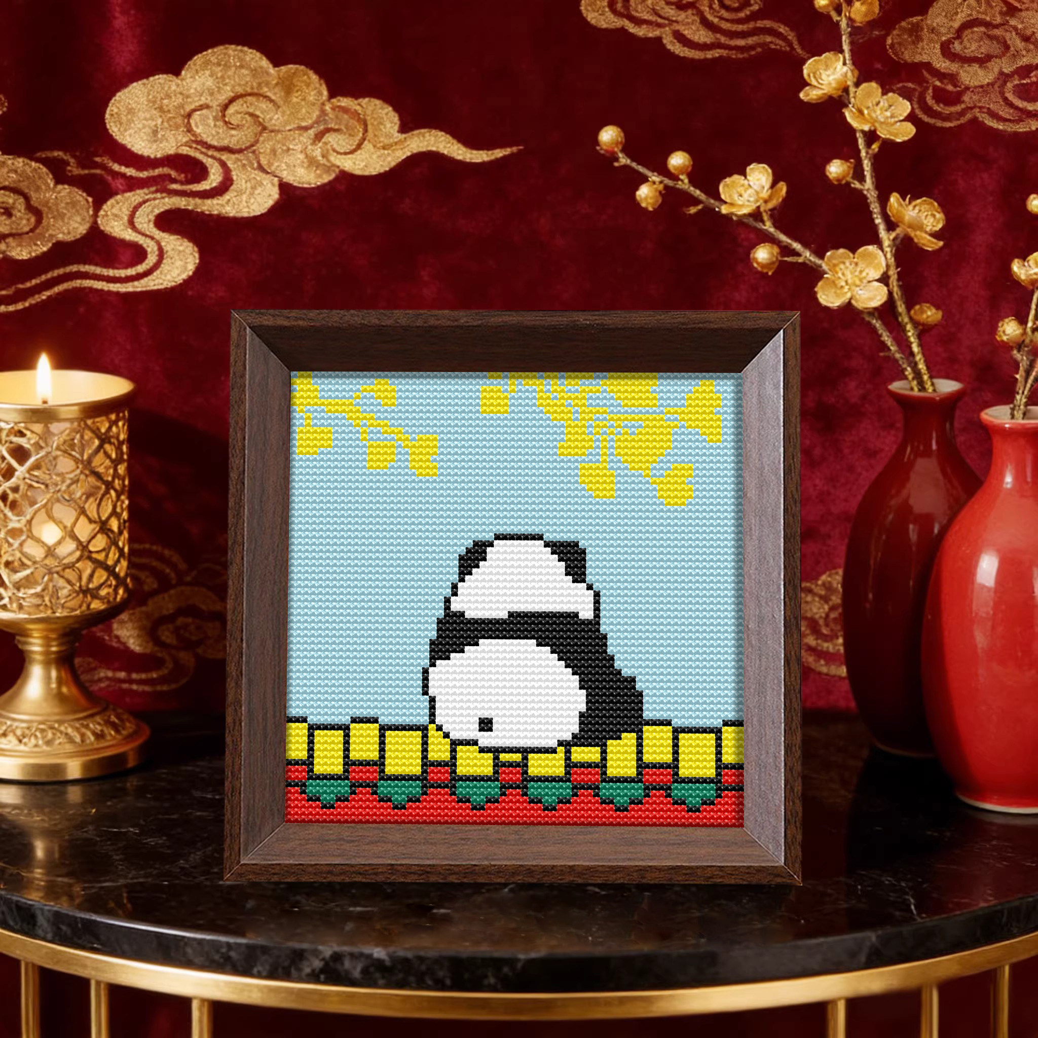 【秋檐小憩】十字绣2026新款线绣带框摆台治愈系国宝熊猫手工刺绣,淘宝优惠券,粉丝福利购,淘宝优惠卷