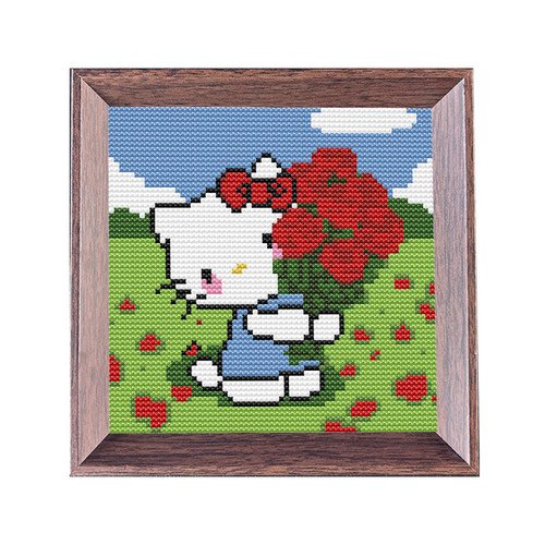 【HelloKitty】十字绣2026新款线绣带框摆台可爱卡通猫咪简单刺绣 - 图3