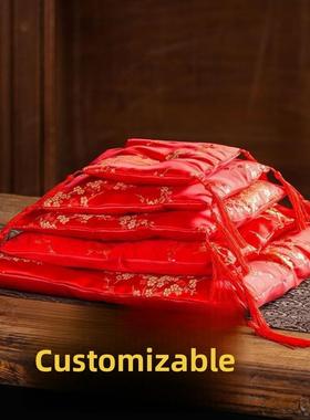 DIY刺绣喜庆红布垫钥匙防护垫招财猫座垫高档摆件定制聚财红布垫