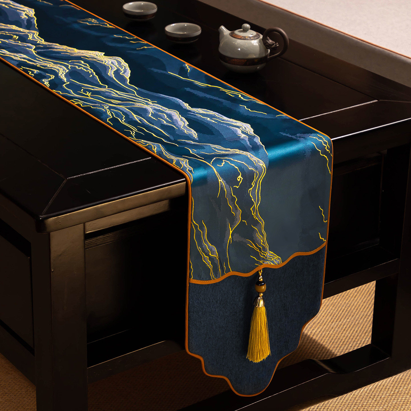 新中式桌旗现代简约茶桌布布艺茶席垫子茶台茶旗茶几垫布餐桌台布,淘宝优惠券,粉丝福利购,淘宝优惠卷