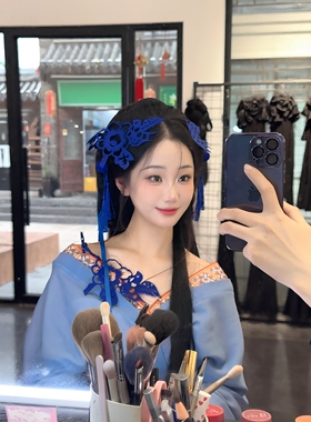 国风青花瓷剪纸喜鹊汉服发簪