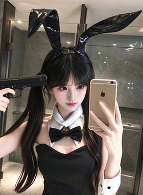 万圣节cos兔女郎皮质兔耳发箍