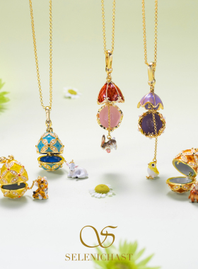 SELENICHAST生肖本命年马兔牛彩蛋项链小众高级女友首饰生日礼物