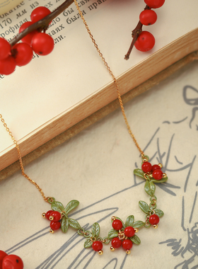 SELENICHAST原创设计蔓越莓项链轻奢小众锁骨链女友礼物配饰首饰