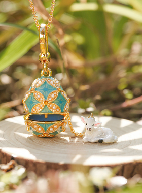 SELENICHAST原创设计生肖蛋系列可爱小羊项链毛衣链吊坠生日礼物