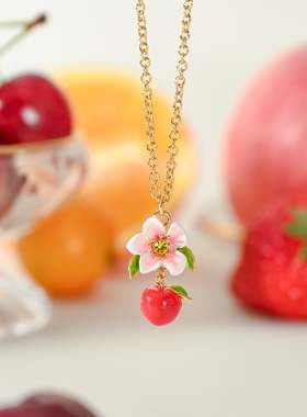 SELENICHAST苹果项链可爱甜美锁骨链小众设计吊坠女友生日礼物