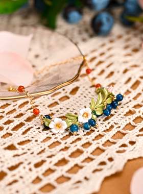 SELENICHAST原创设计蓝莓花朵手链轻奢小众女友首配饰品生日礼物