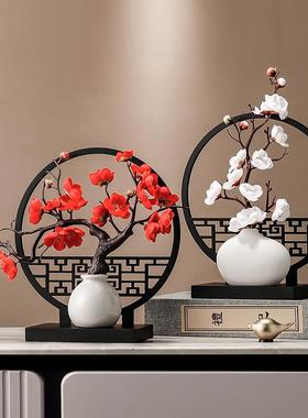 新中式复古典中国风茶室角几装饰品禅意家居客厅创意玄关酒柜摆件