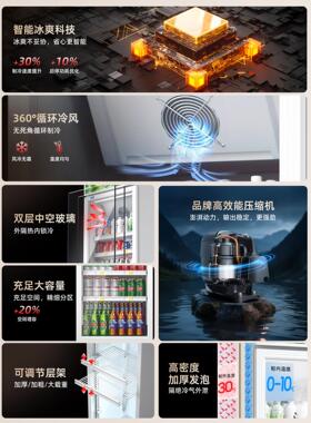 展示柜冷藏保鲜柜白色饮料柜商用风冷超市便利店冰柜酒水柜啤酒柜