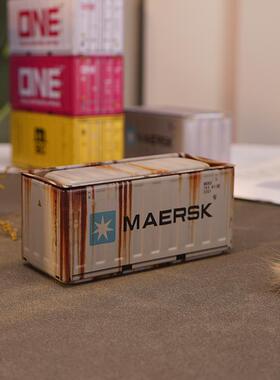 复古工业风货柜迷你小型集装箱模型摆件收纳盒子桌面微缩储物铁盒