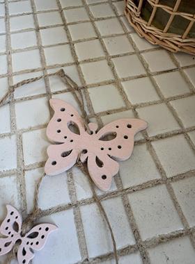 木艺蝴蝶风铃挂串手工木片装饰挂件串好廊架家居摆件创意饰品摆件