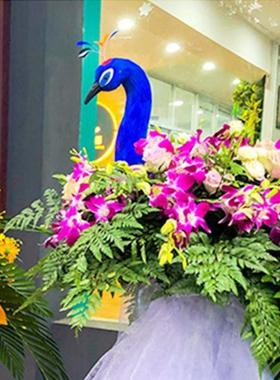 仿真孔雀头模型道具摆盘装饰品开业花篮凤凰头摆件花艺婚车喜庆