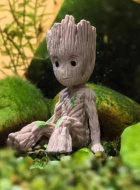 格鲁特花盆小树人鱼缸微景观装饰造景DIY工艺品沉底pvc摆件