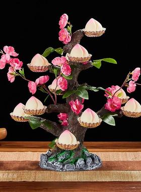 寿桃树架点心台摆件网红创意点缀酒店自助餐具装饰寿宴新中式包邮