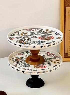 玄关复古钥匙收纳摆件入户门鞋柜桌面首饰手表杂物中古风收纳托盘