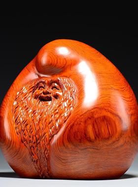 花梨木雕老寿星寿桃摆件实木寿仙家居客厅装饰工艺品生日祝寿送礼