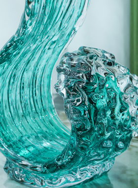 大师手作风生水起琉璃艺术摆件办公室招财客厅酒店玄关装饰品摆设