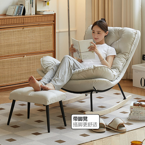 欧式阳台休闲椅家用摇摇椅单人午睡懒人沙发椅大人科技布网红椅子 - 图2