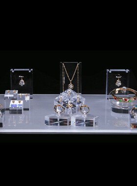 首饰架透明亚克力首饰展示架珠宝玉器展示道具饰品展示架橱窗套装