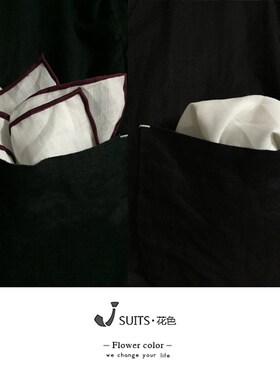 男士白色棉麻西服方巾 纯色手工卷边西装口袋巾 高档亚麻手帕巾
