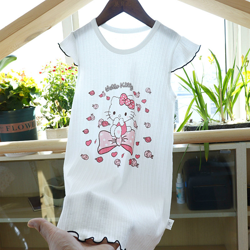 飞袖无骨女童睡裙 宝宝薄款纯棉儿童家居服无袖连衣裙睡衣卡通夏,淘宝优惠券,粉丝福利购,淘宝优惠卷