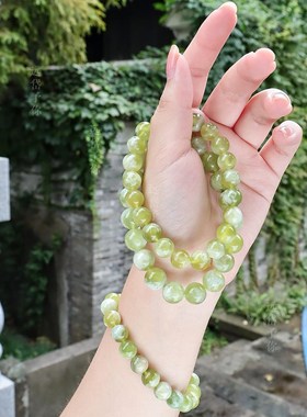 青提奶盖岫玉手串一图一物天然情侣款送礼原图直出