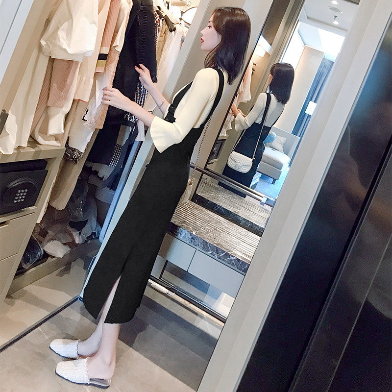 早秋裙子女春秋背带连衣裙2021新款时尚气质修身显瘦吊带裙两件套,淘宝优惠券,粉丝福利购,淘宝优惠卷