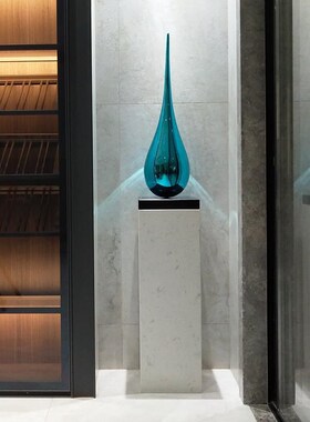 大理石柱子摆件方形白色底座摆件电视石柱家用摆台石墩雕塑台室内