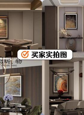高级感中古风装饰l画定制入户玄关走廊挂画客厅背景墙带灯发光壁