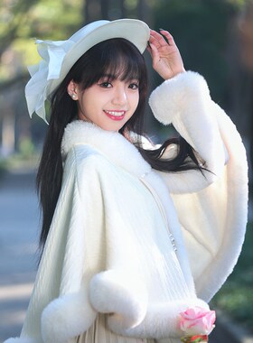 江南絮初雪冬季斗篷披肩少女百搭保暖旗袍外搭民国小洋装2025