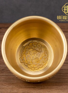 百福缸纯铜缸黄铜米缸招聚进宝缸百福米缸水缸财家用客厅店铺摆件