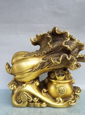 纯铜百财招来摆件招财如意葫芦家居店铺装饰礼品白菜聚宝盆