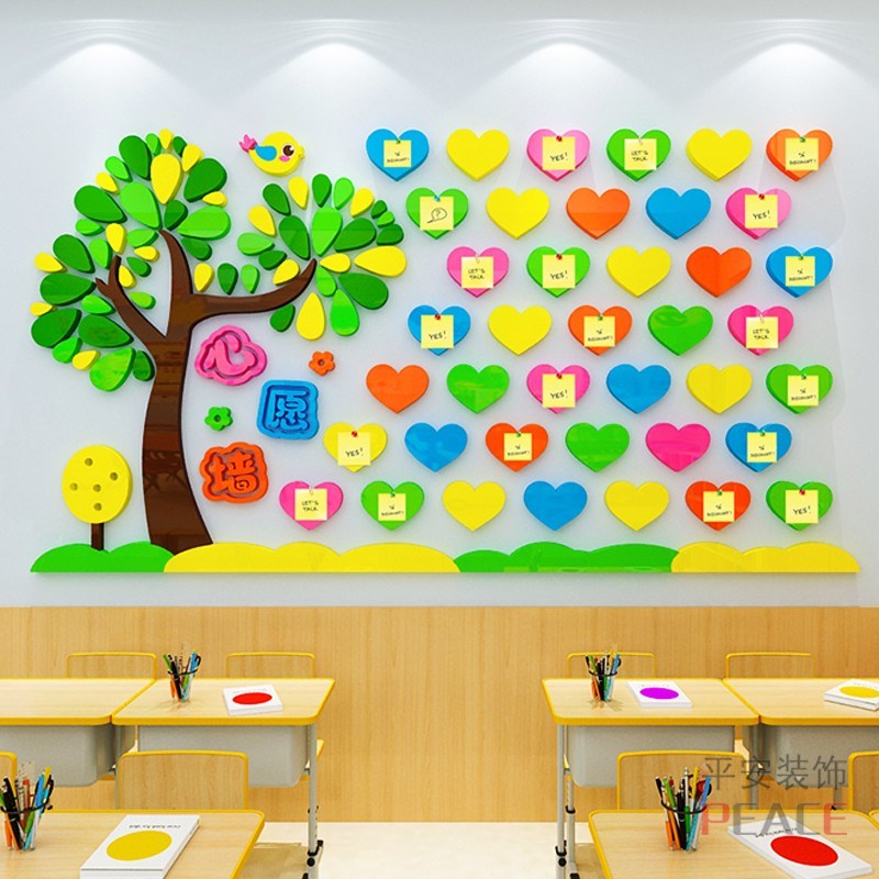 幼儿园心愿许愿树学生风采照片墙展示贴纸学校教室环创主题墙布置 - 图0