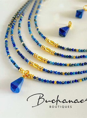 【午宴】天然青金石串珠项链女夏日彩色多巴胺叠戴锁骨颈链吊坠