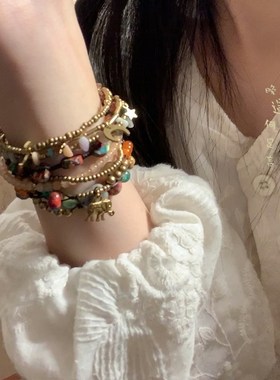 [洛桑]天然石编织绳手链女新中式复古民族风手饰小众高级感手串