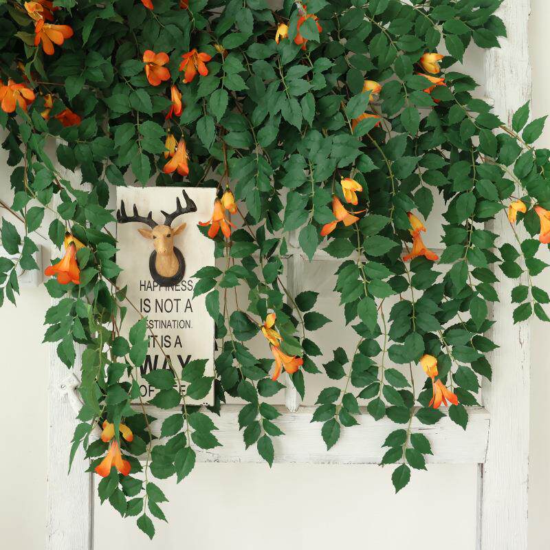 仿真凌霄假花藤条树叶子室内吊顶装饰空调水管道塑料绿植缠绕遮挡 - 图2