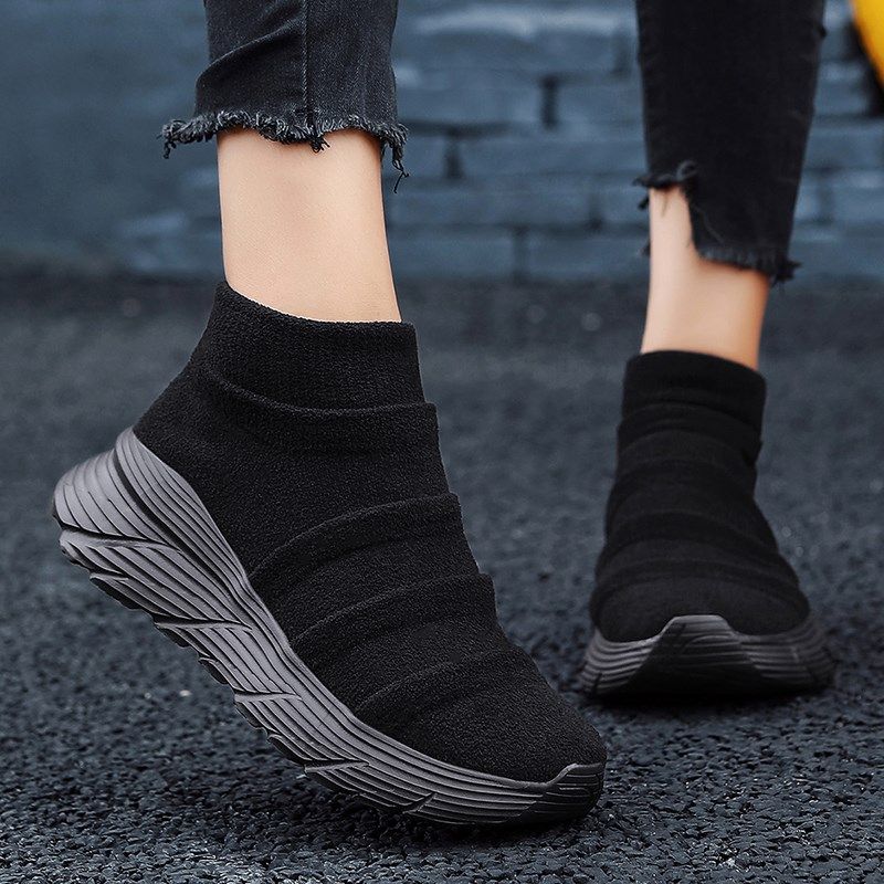 女大码鞋41到43春秋新款胖脚宽肥4F2码飞织厚底休闲高帮袜鞋妈妈,淘宝优惠券,粉丝福利购,淘宝优惠卷