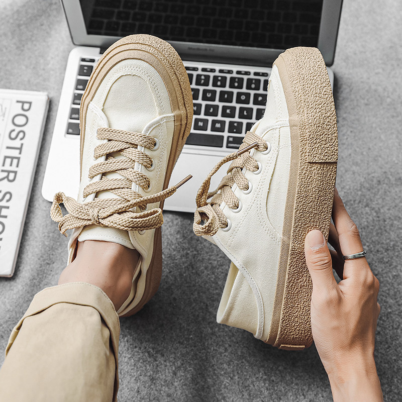 后跟可踩男鞋夏季l踩脚鞋半拖懒人半托帆布鞋厚底布鞋小众百搭板,淘宝优惠券,粉丝福利购,淘宝优惠卷