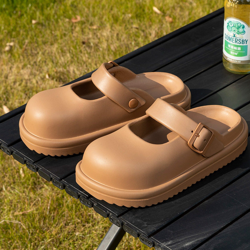 作话家户外厚底拖鞋女2025新款勃肯包头凉鞋防滑防臭外穿增高凉拖