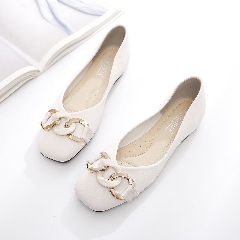 豆豆鞋女2024年新款夏季百搭浅口妈妈平K底鞋方头瓢鞋软底淑女单,淘宝优惠券,粉丝福利购,淘宝优惠卷