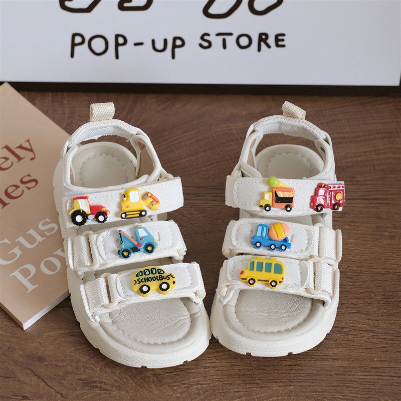 男童白小汽车凉鞋魔n术贴软底防滑运动沙滩鞋夏季透气宝宝百搭凉,淘宝优惠券,粉丝福利购,淘宝优惠卷