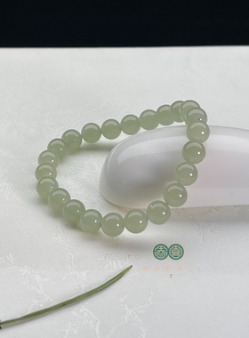 天然和田玉晴水圆珠手串