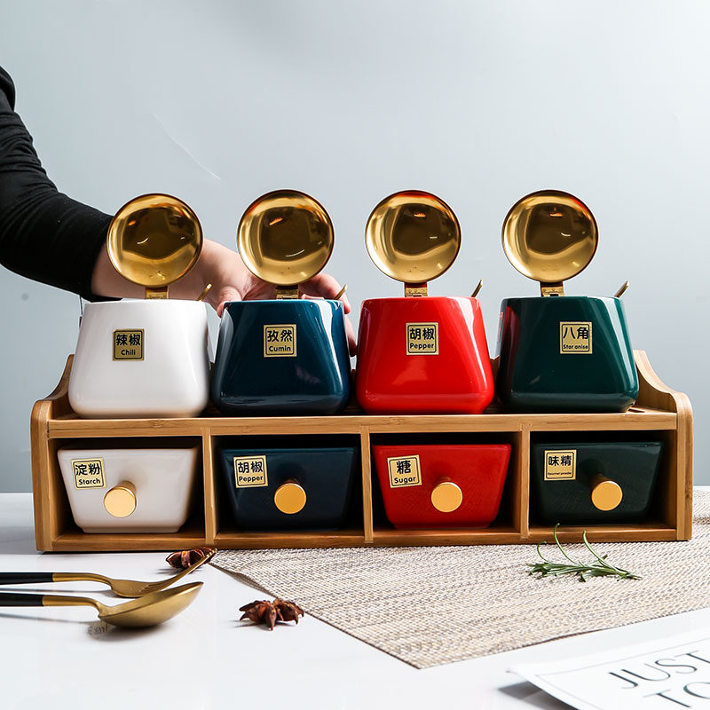 翻盖陶瓷调味罐调料瓶套装组合装北欧轻奢风厨房用品盐糖佐料盒,淘宝优惠券,粉丝福利购,淘宝优惠卷