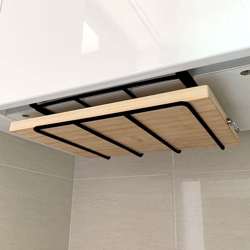 创意免打孔橱柜下砧板收纳架菜板置物架吊柜下悬挂放小锅盖架黑色,淘宝优惠券,粉丝福利购,淘宝优惠卷