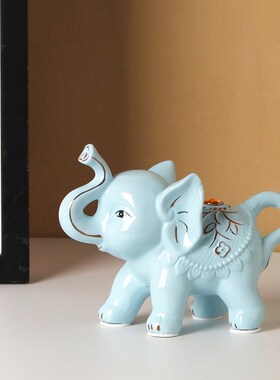 招财大象摆件创意陶瓷客厅电视柜酒柜轻奢玄关装饰品乔迁新居礼品